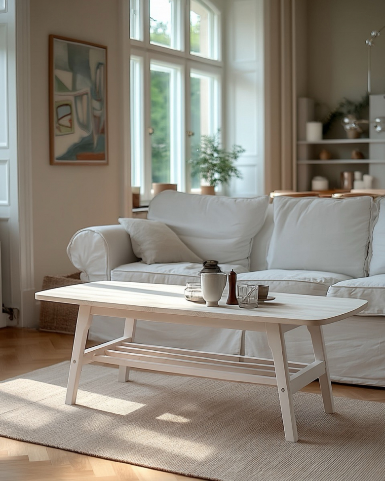 Tavolino da caffè 'Créme' - Bianco pigmentato