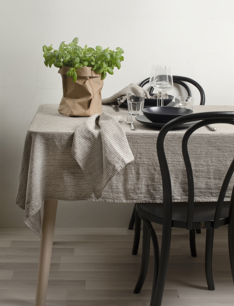 Tovaglia 'Linus' 145x250- Naturale/Nero