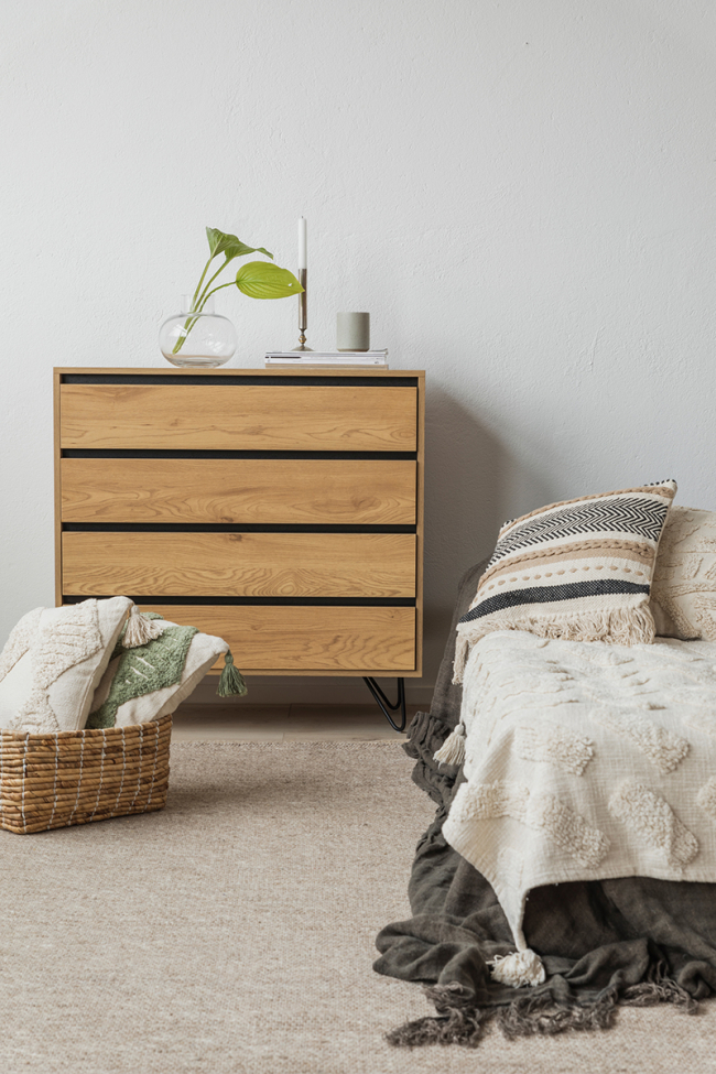 Cassettiera 'Elle' 90x90 - Rovere/Nero