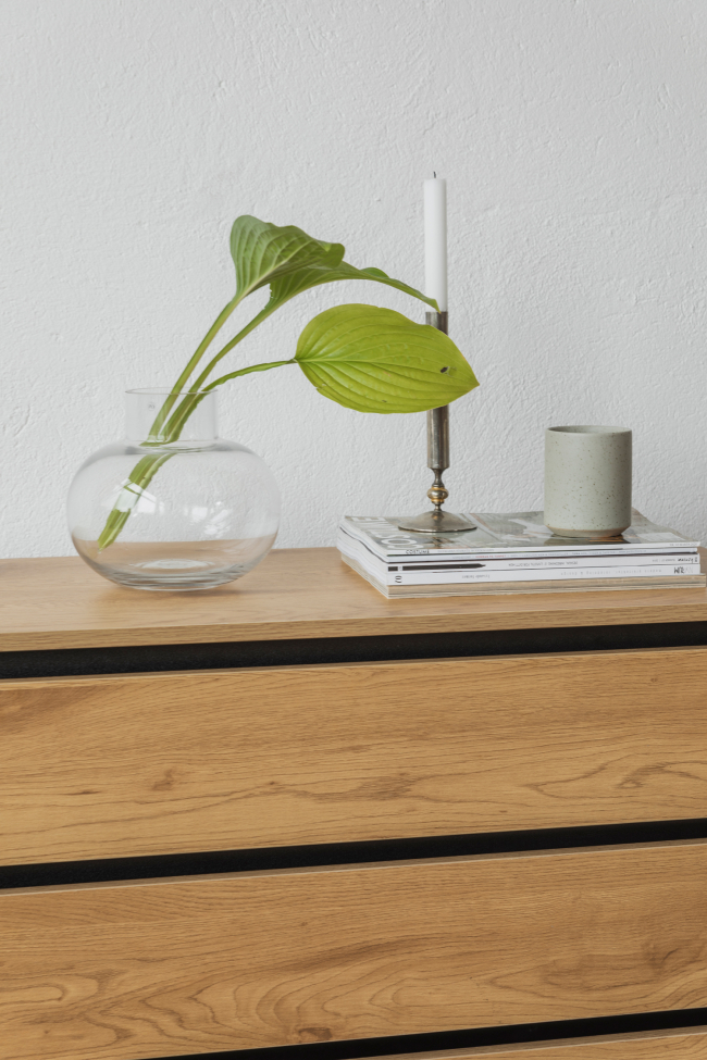 Cassettiera 'Elle' 90x90 - Rovere/Nero