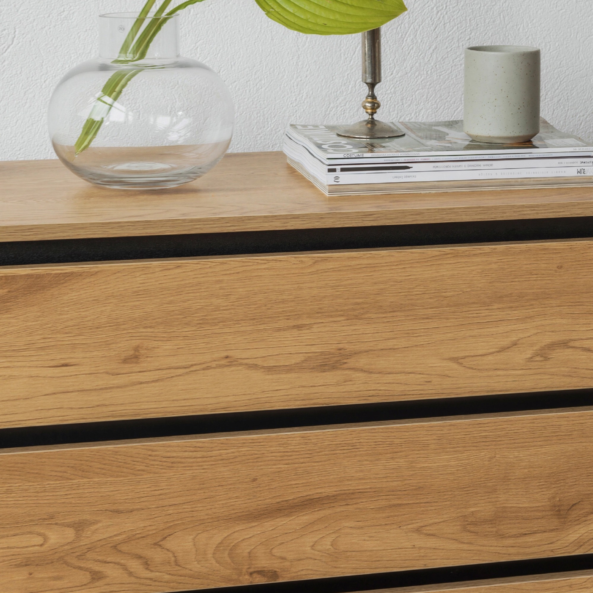 Cassettiera 'Elle' 90x90 - Rovere/Nero