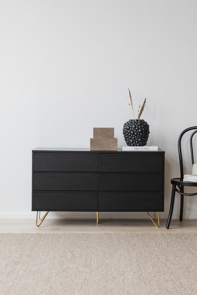 Cassettiera 'Elle' 120x70 - Nero/Ottone