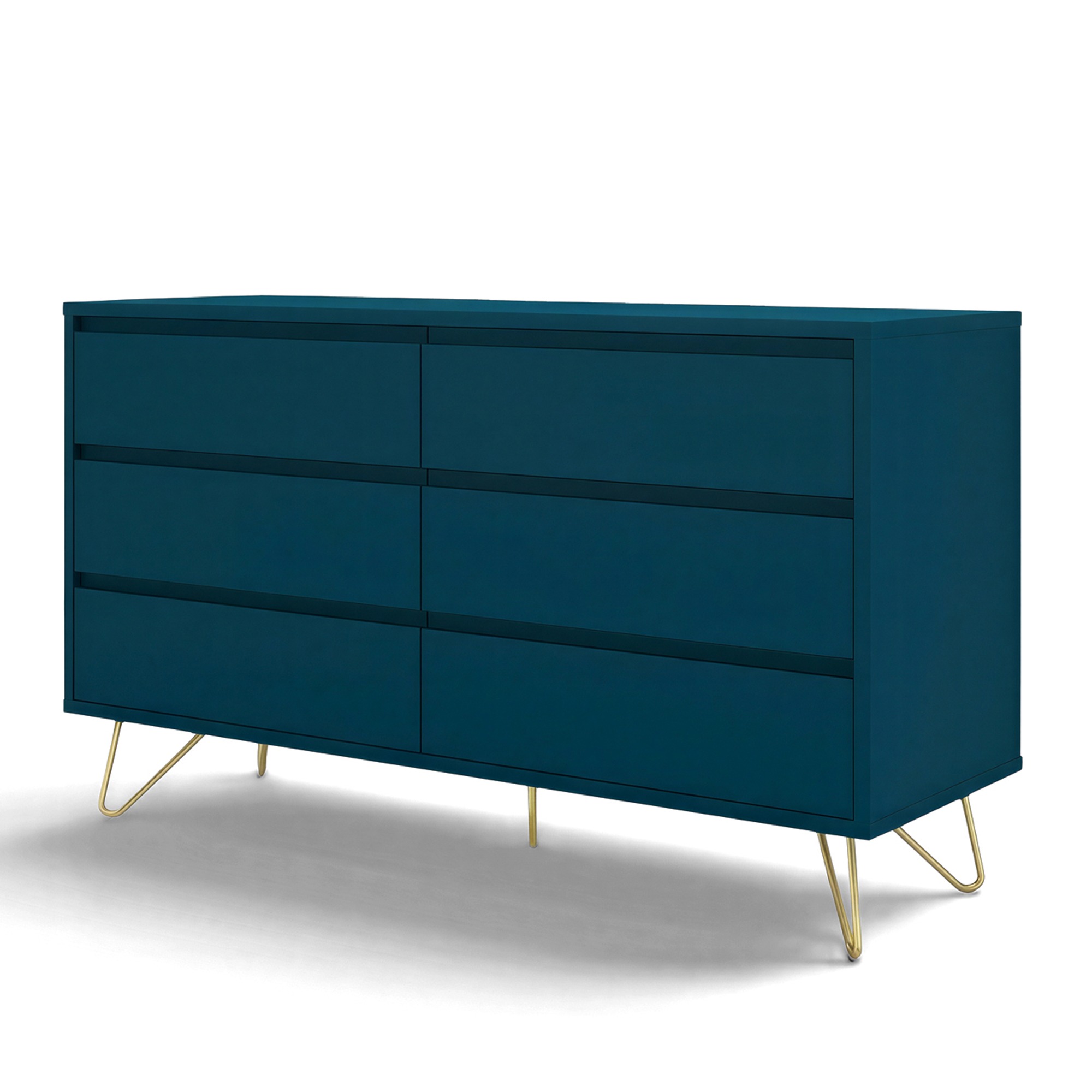 Cassettiera 'Elle' 120x70 - Turchese/Ottone