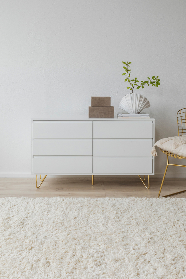 Cassettiera 'Elle' 120x70 - Bianco/Ottone