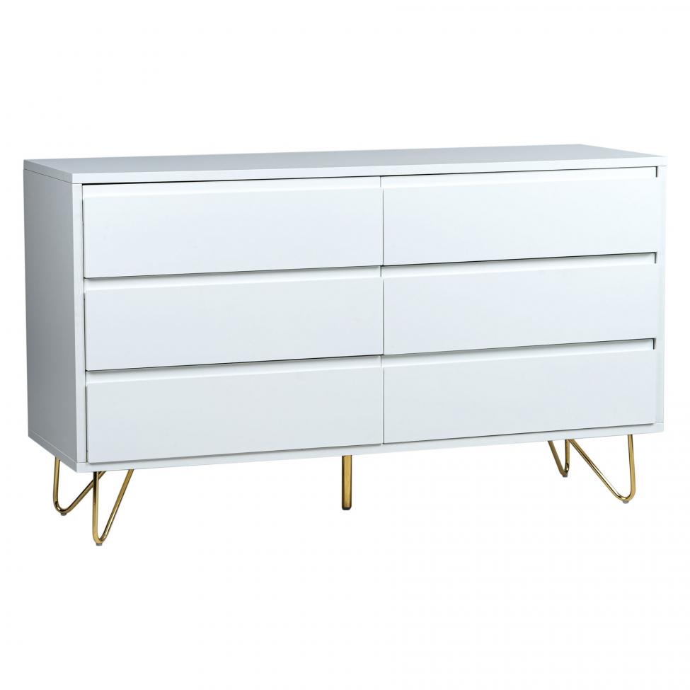 Cassettiera 'Elle' 120x70 - Bianco/Ottone