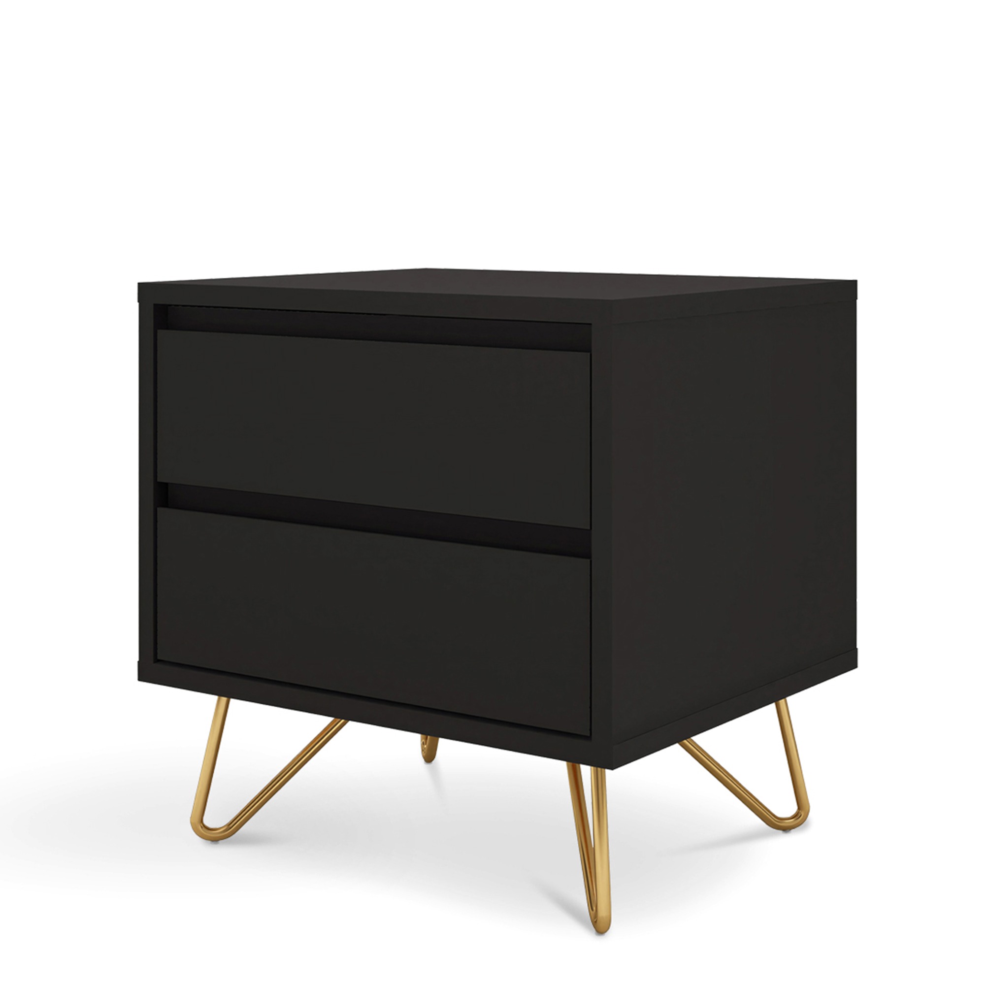 Comodino 'Elle' - Nero/Ottone