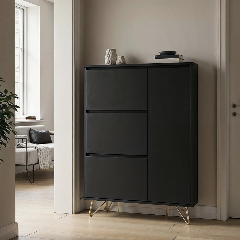 Scarpiera 'Elle' - Nero/Ottone