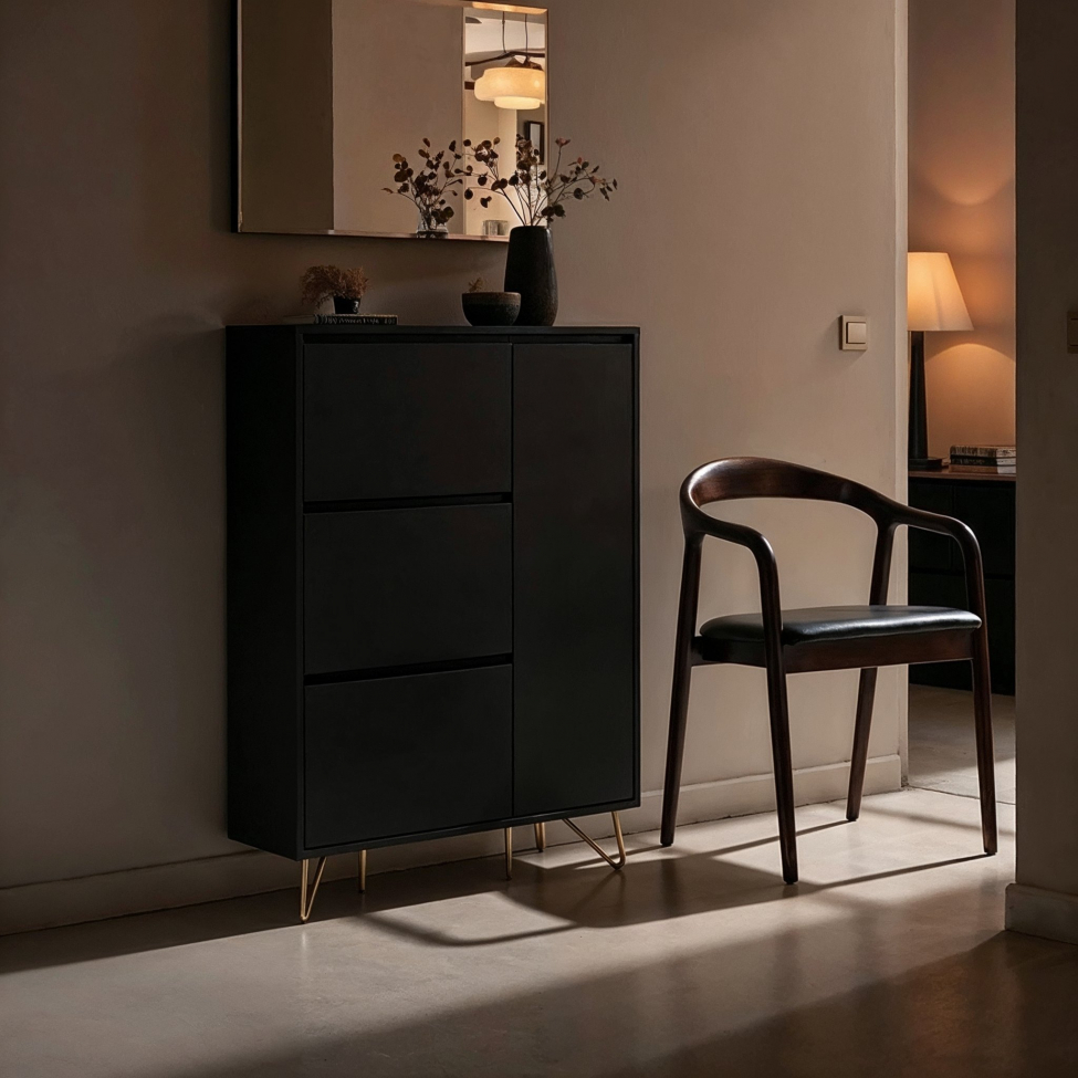 Scarpiera 'Elle' - Nero/Ottone