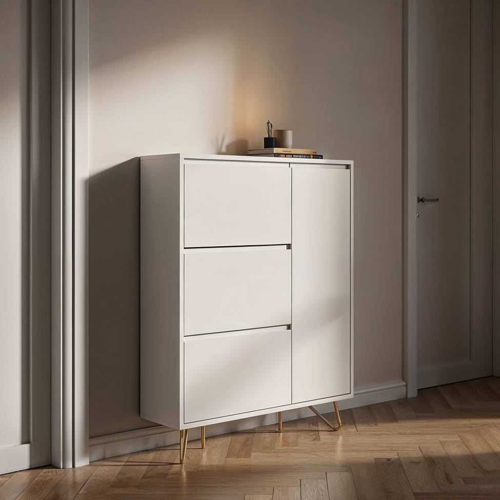 Scarpiera 'Elle' - Bianco/Ottone