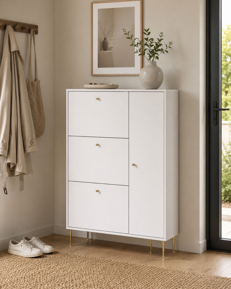 Scarpiera 'Elle' - Bianco/Ottone
