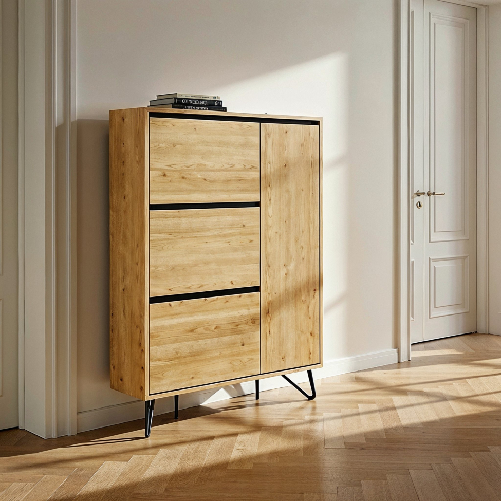 Scarpiera 'Elle' - Rovere/Nero