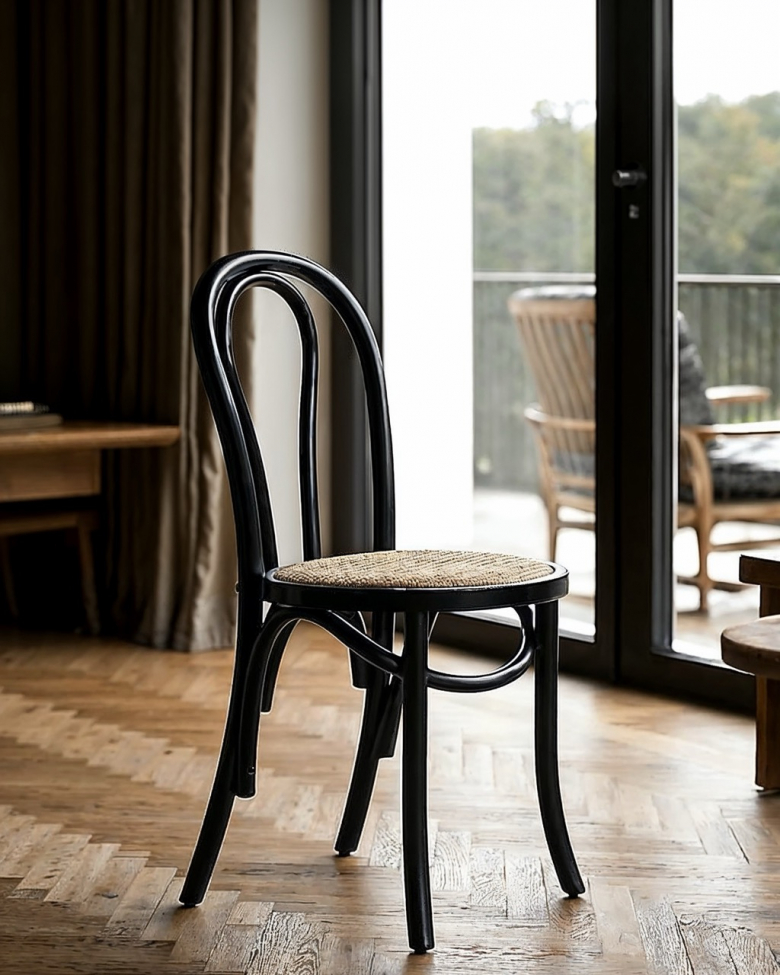 Sedia 'Bistro' - Rattan/Nero