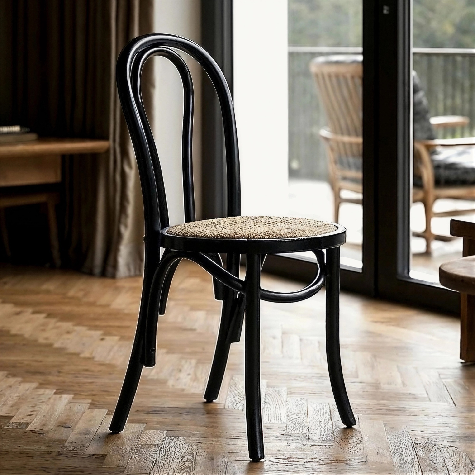 Sedia 'Bistro' - Rattan/Nero