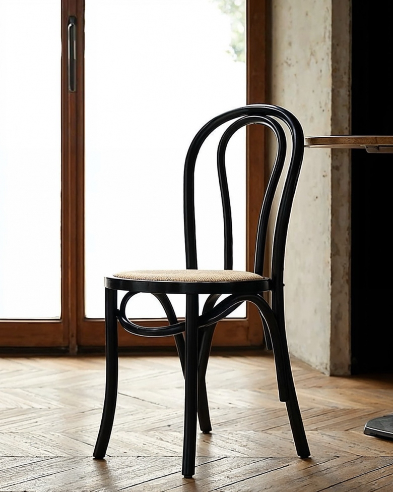 Sedia 'Bistro' - Rattan/Nero