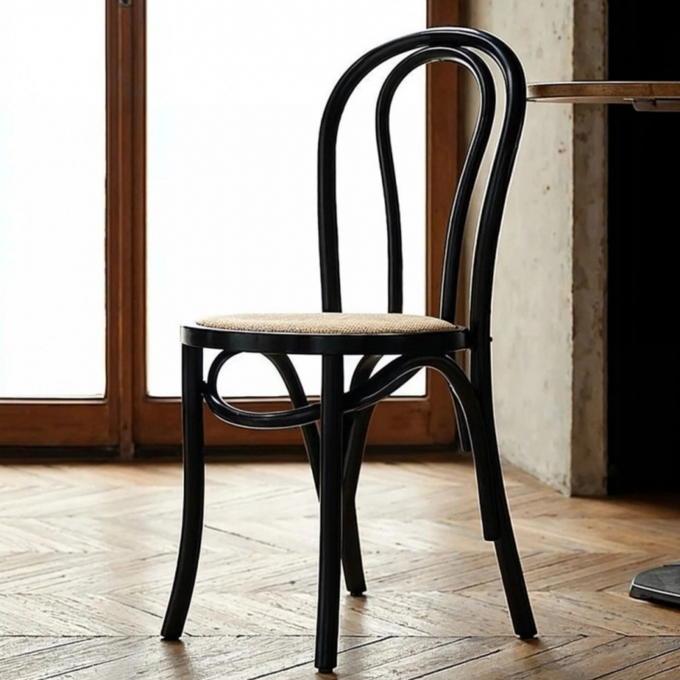 Sedia 'Bistro' - Rattan/Nero