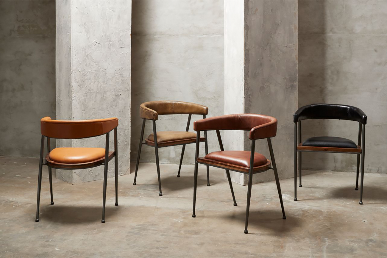 Sedia 'London' - Patina Marrone/Leather