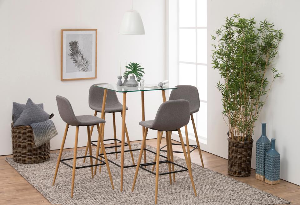 Sgabello 'Soller' - Naturale/Grigio chiaro