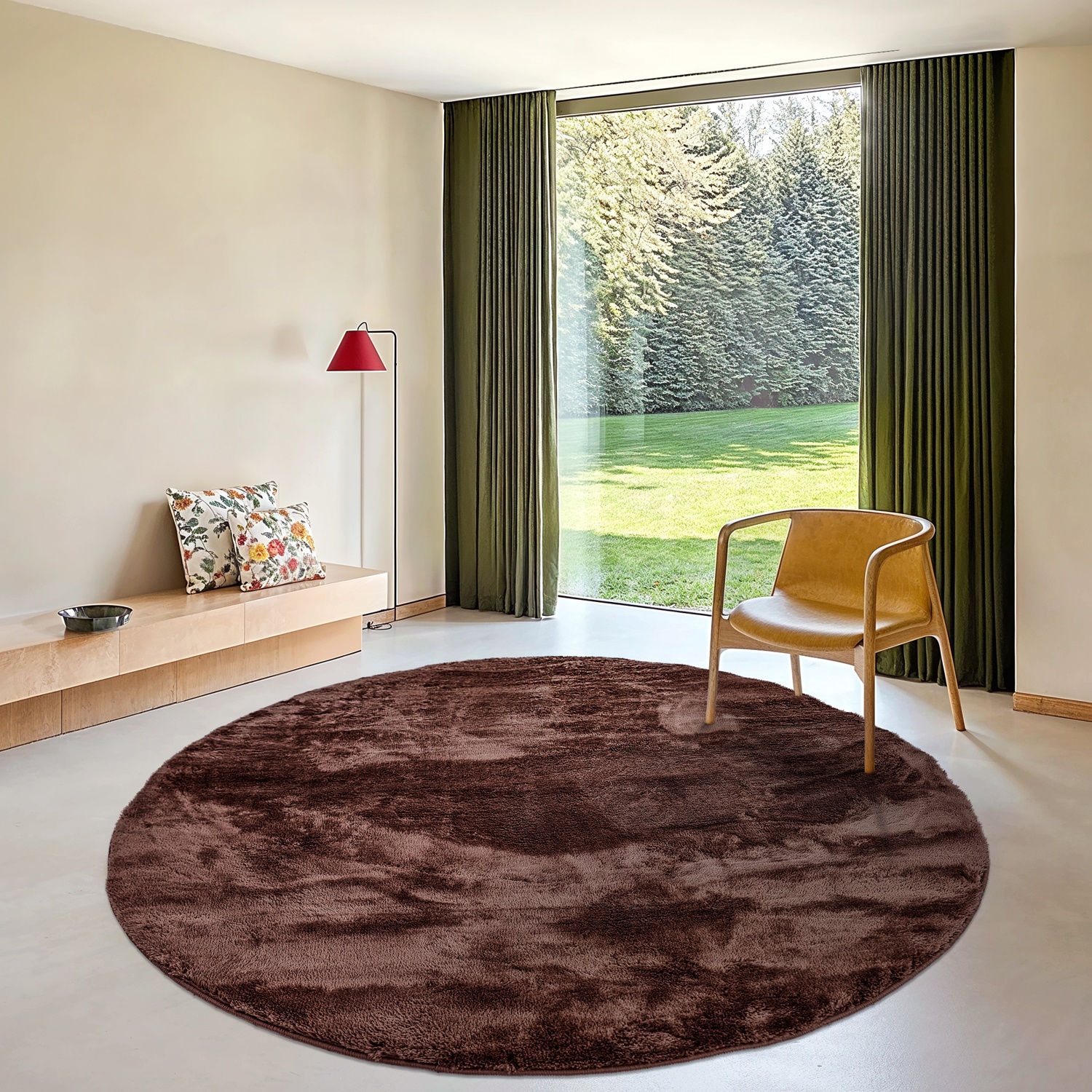 Tappeto rotondo 'Aranga Super Soft' - Marrone scuro