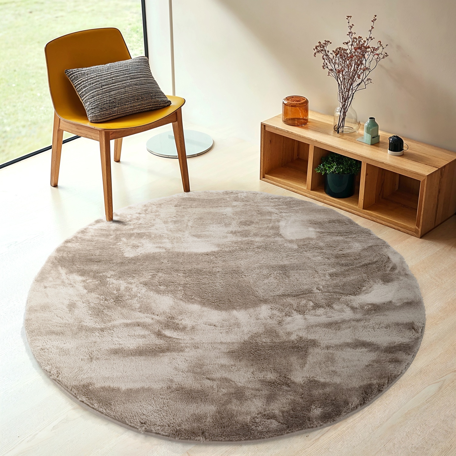 Tappeto rotondo 'Aranga Super Soft Fur' - Marrone