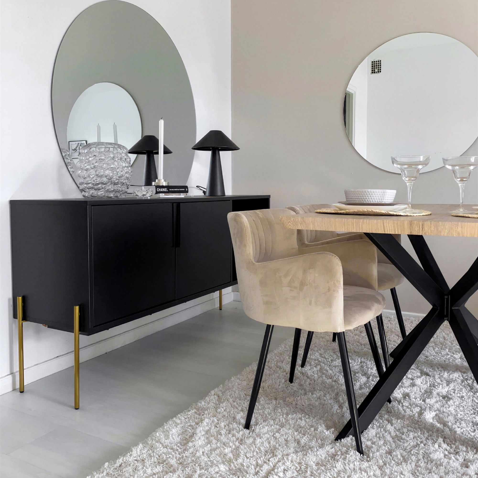 Sideboard 'Fr&ouml;lunda' - Nero/Ottone