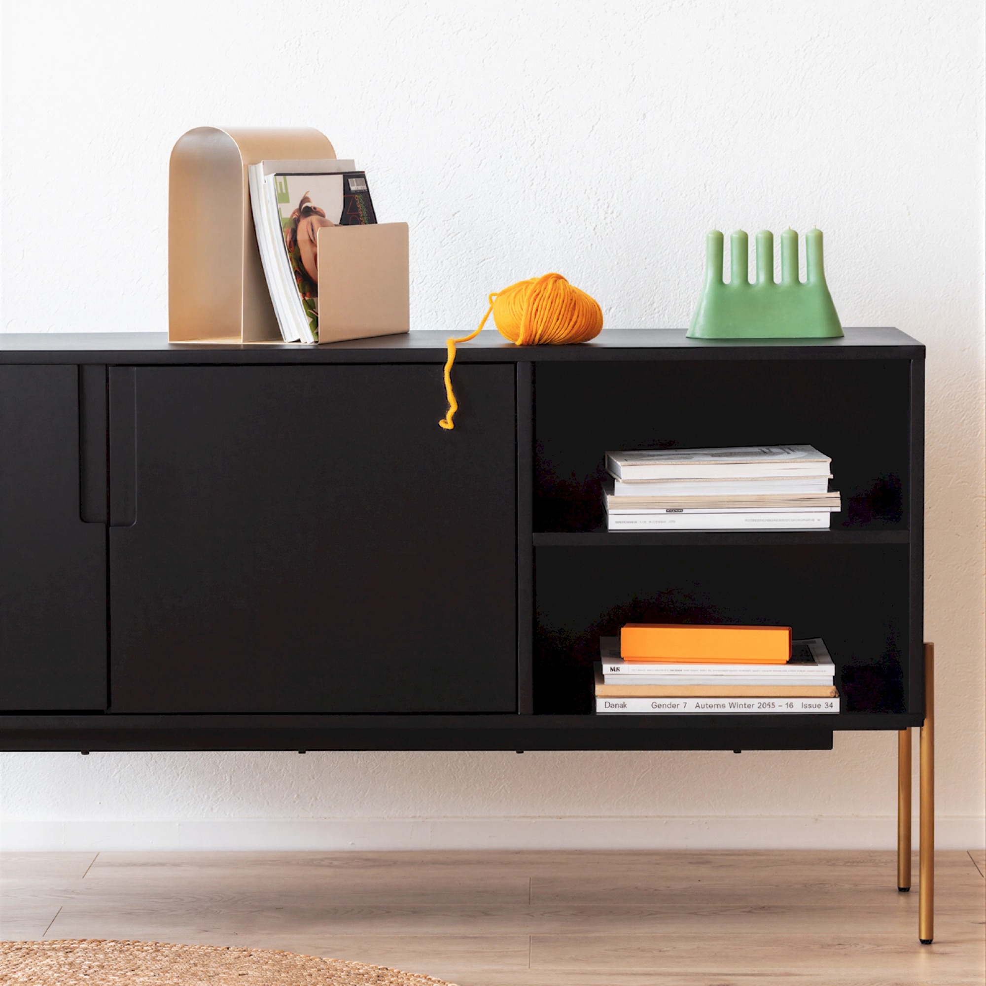 Sideboard 'Fr&ouml;lunda' - Nero/Ottone