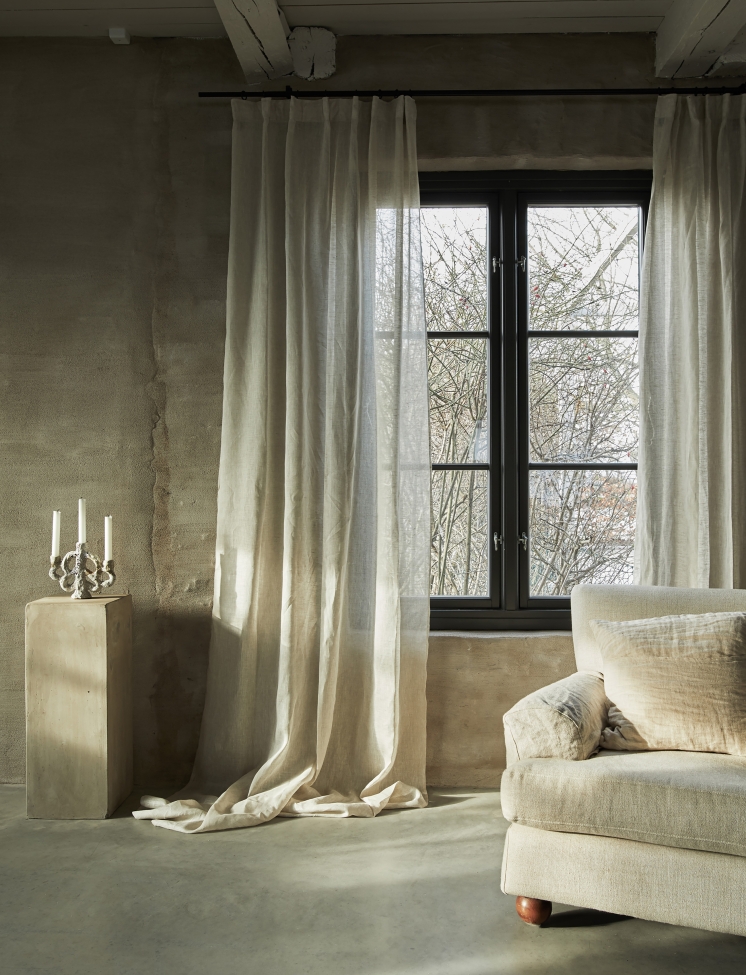 Tenda con nastro arricciato 'Dalsland' 145x250 - Beige