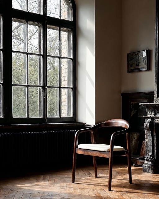 Sedia con braccioli 'Aspa' - Marrone scuro/Beige