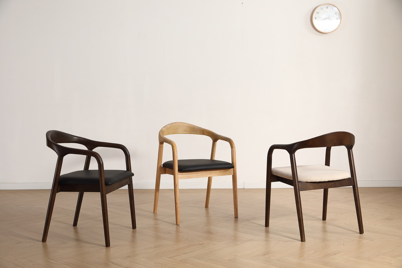 Sedia con braccioli 'Aspa' - Marrone scuro/Beige