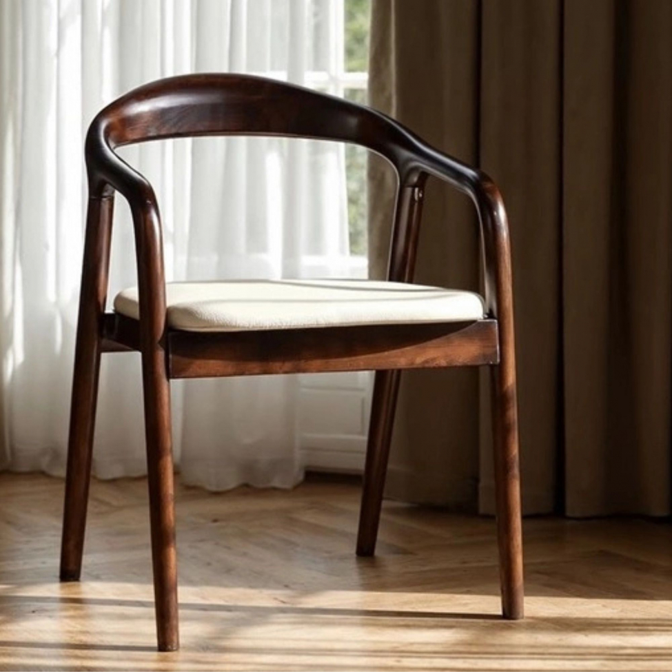 Sedia con braccioli 'Aspa' - Marrone scuro/Beige