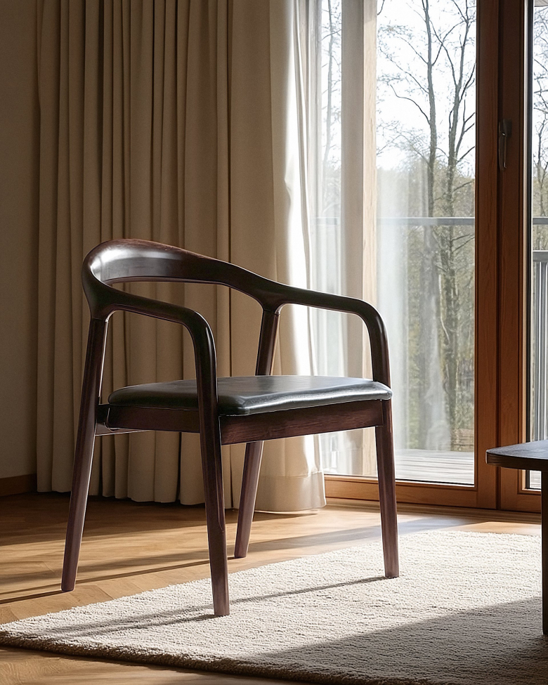 Sedia con braccioli 'Aspa' - Marrone scuro