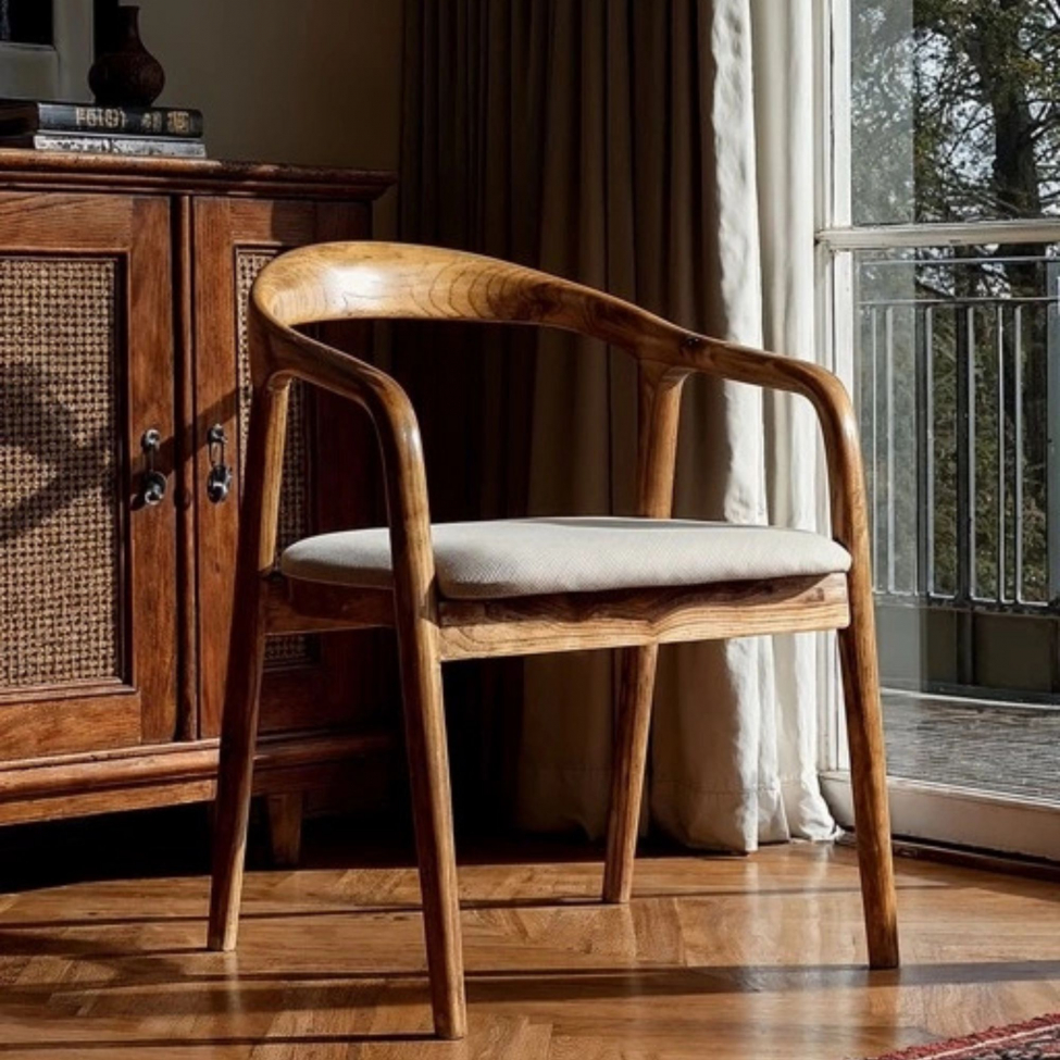 Sedia con braccioli 'Aspa' - Naturale/beige