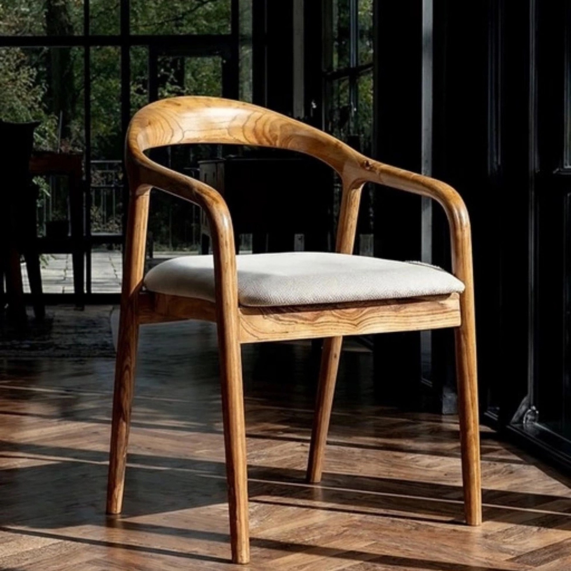 Sedia con braccioli 'Aspa' - Naturale/beige
