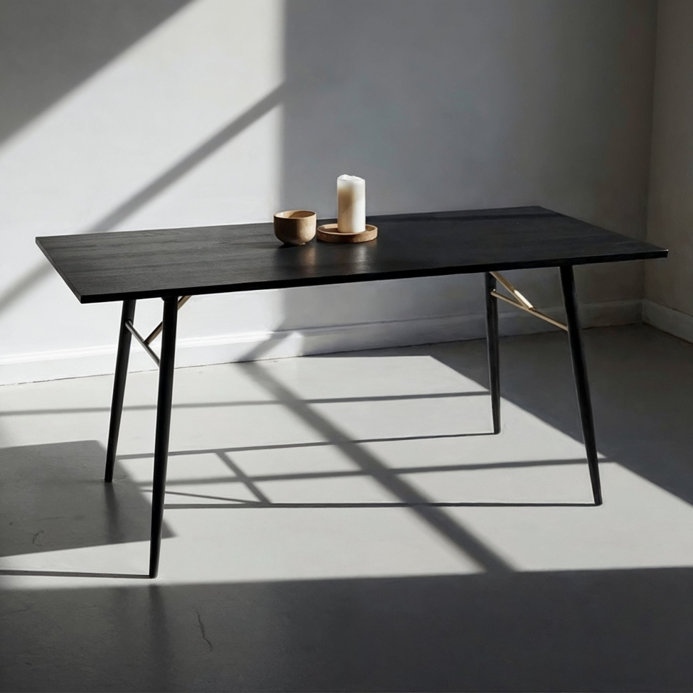 Tavolo da pranzo 'Lux' 160x90cm - Nero/Ottone