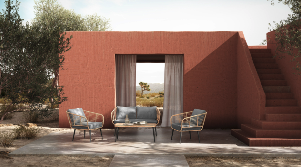 Divano da giardino 'Sardinia' - Naturale/Grigio