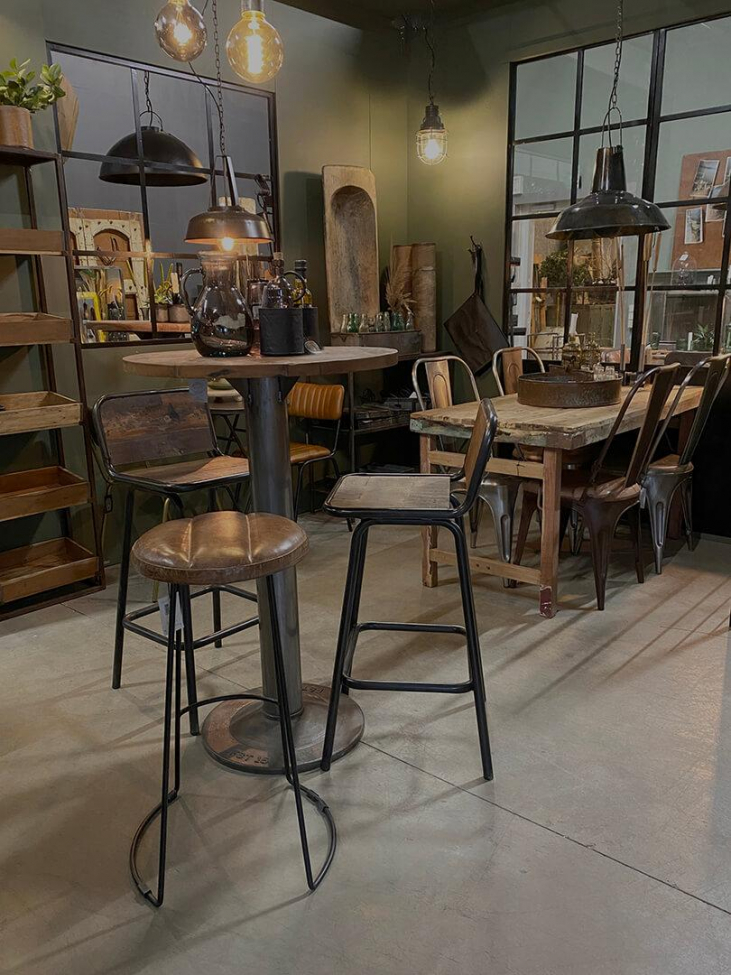 Sgabello da bar 'Helmer' - Pelle scura