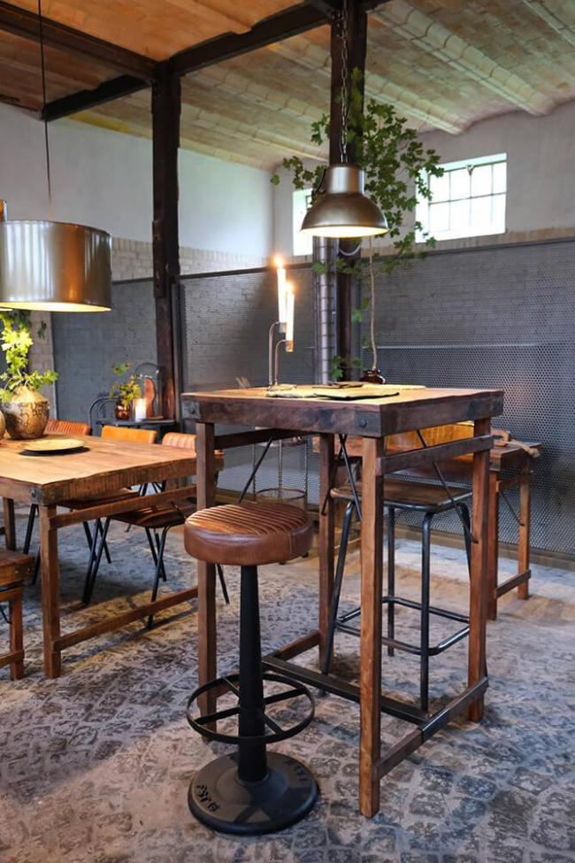 Sgabello da bar 'Helmer' - Pelle scura