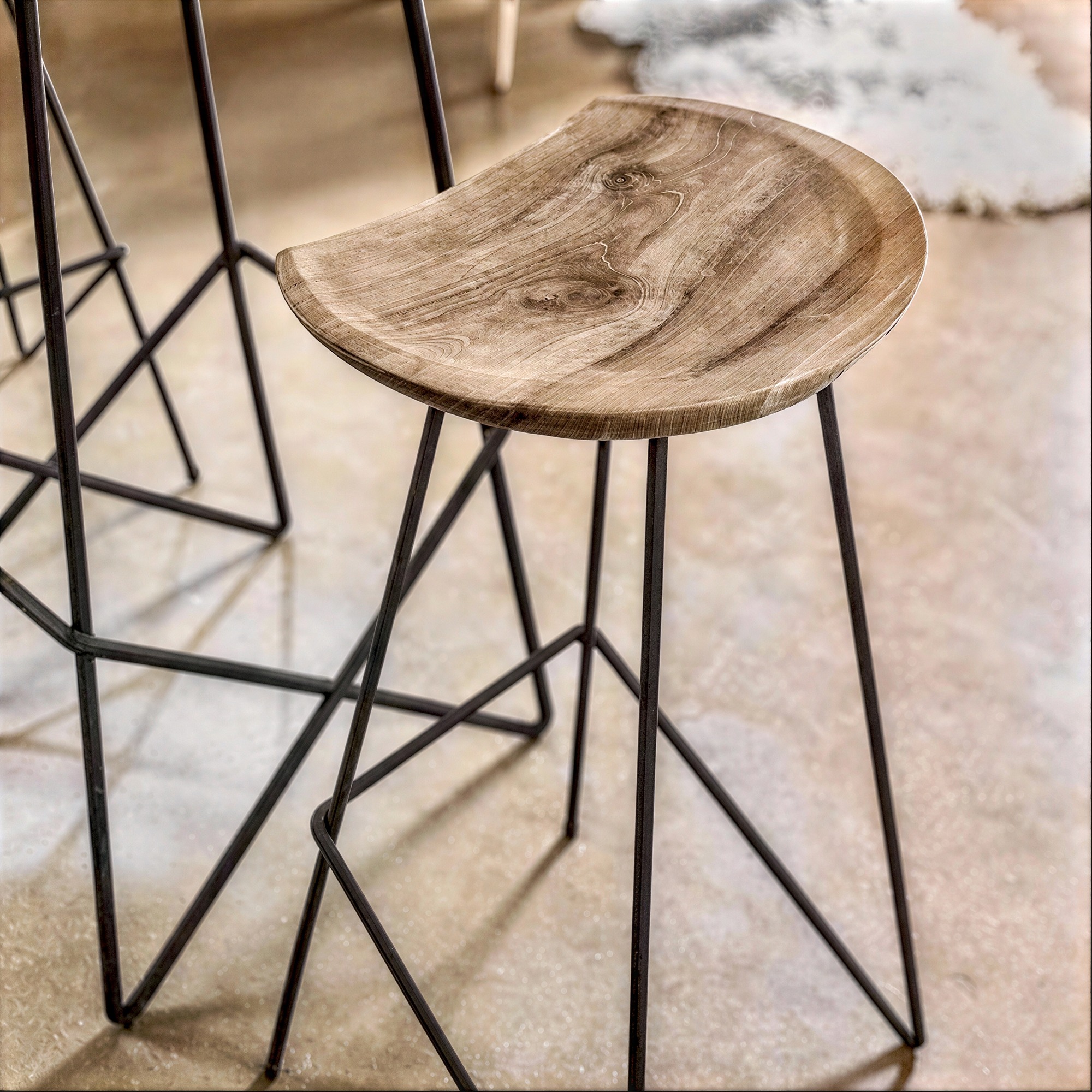 Sgabello 'Teak' 77cm - Naturale