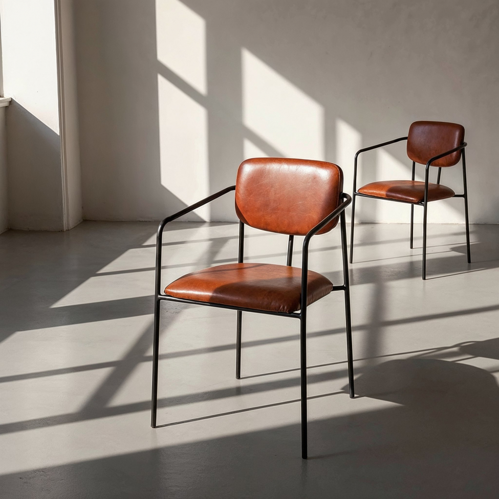 Poltrona con braccioli 'Ebba' - Marrone