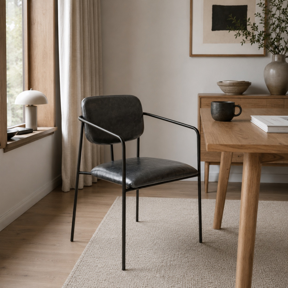 Poltrona con braccioli 'Ebba' - Grigio scuro