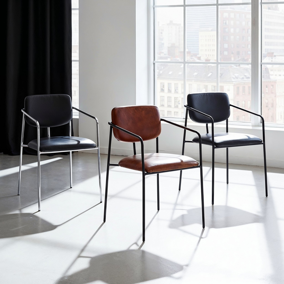 Poltrona con braccioli 'Ebba' - Nero/Argento