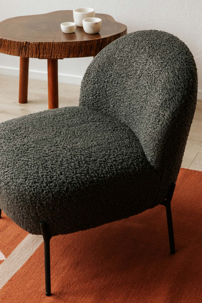 Poltrona 'Gori' - Grigio scuro/Teddy