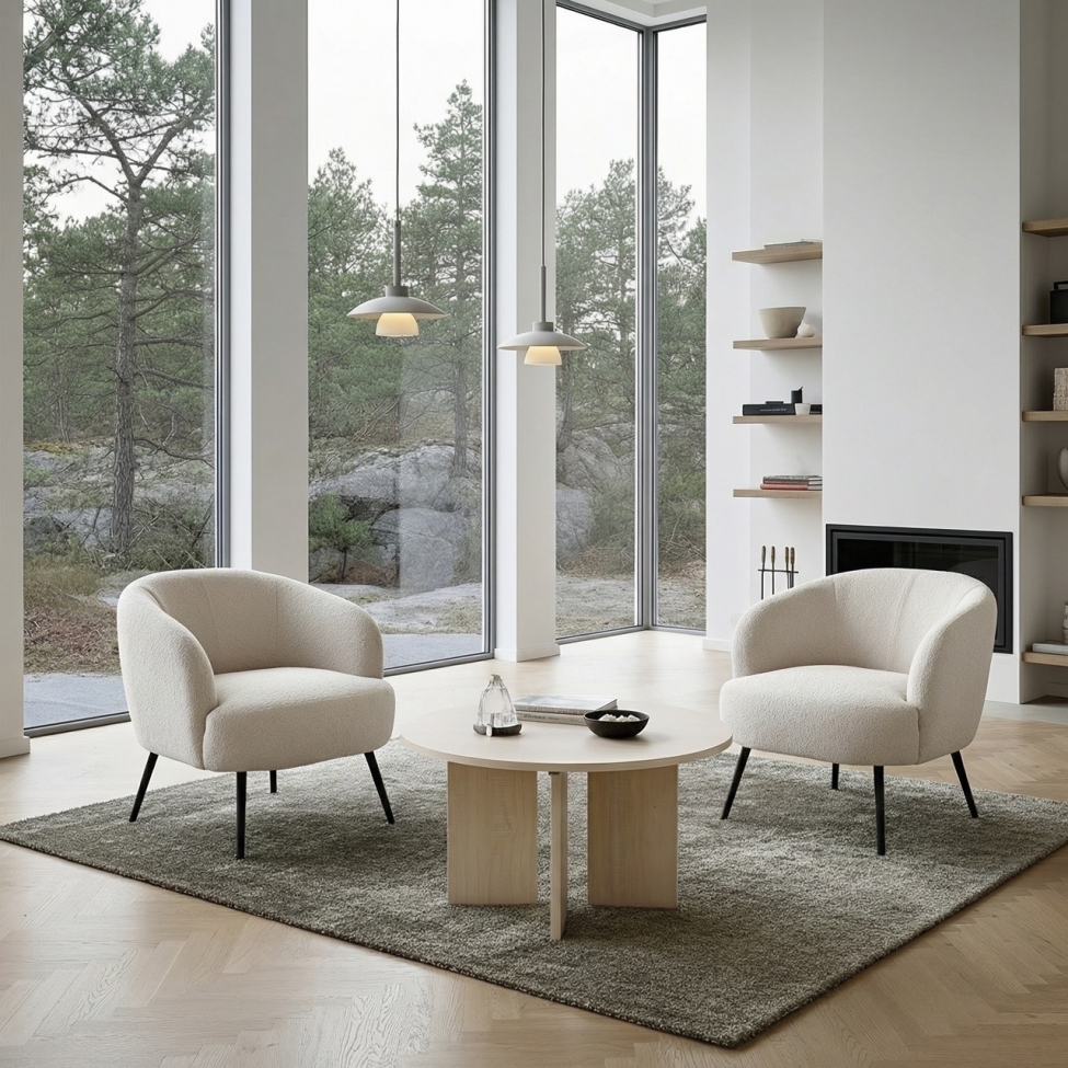 Poltrona 'Capri' - Bianco/Bouclé