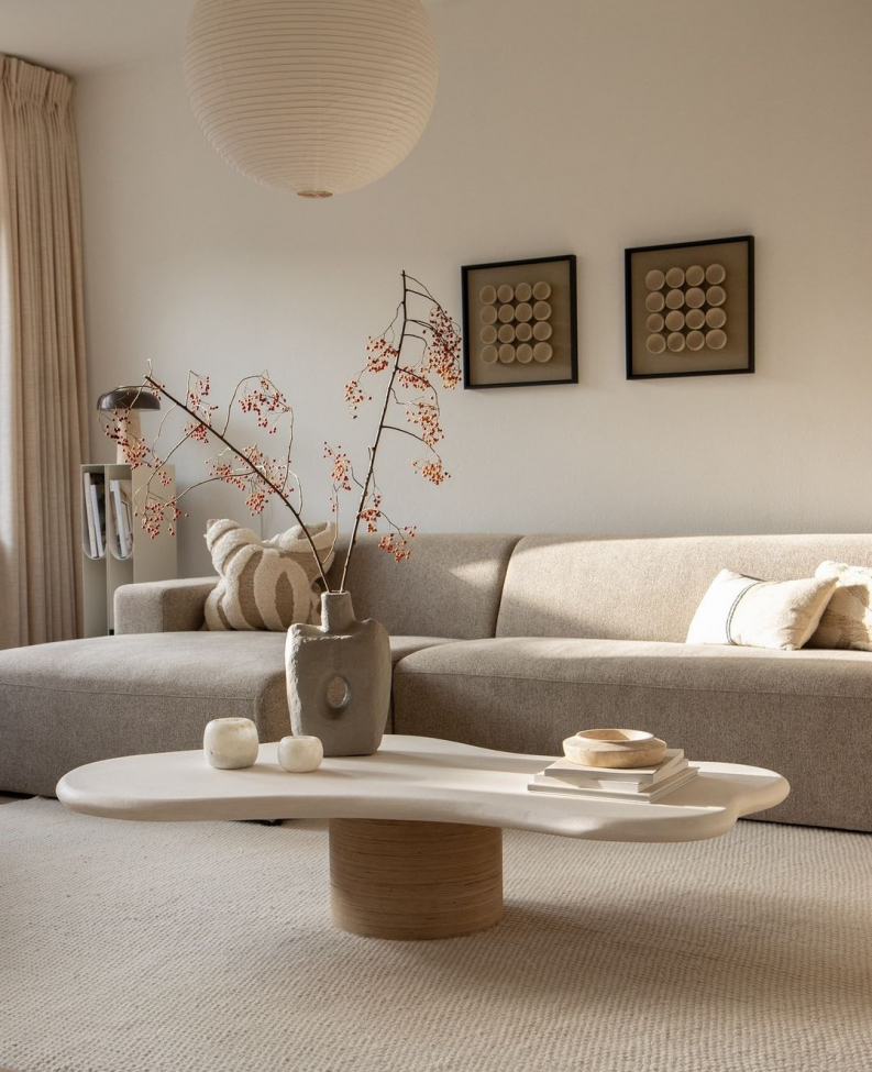 Tappeto rotondo 'Coastal' 120cm - Crema