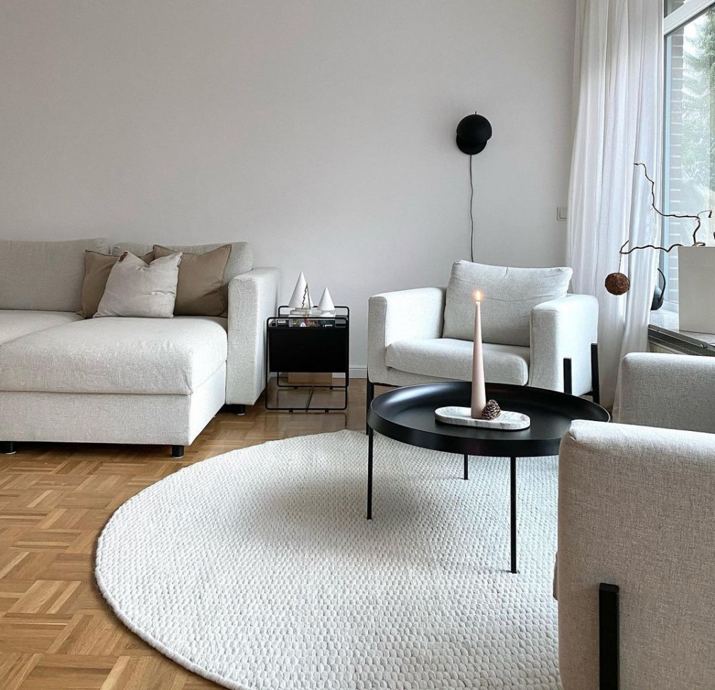 Tappeto rotondo 'Cartmel' 200cm - Bianco sporco