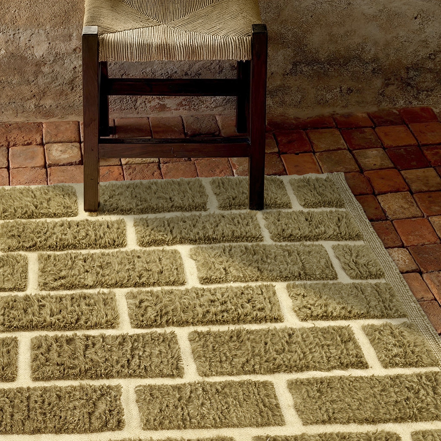 Tappeto Rya 'Leknes Handknitted Wool' - Verde