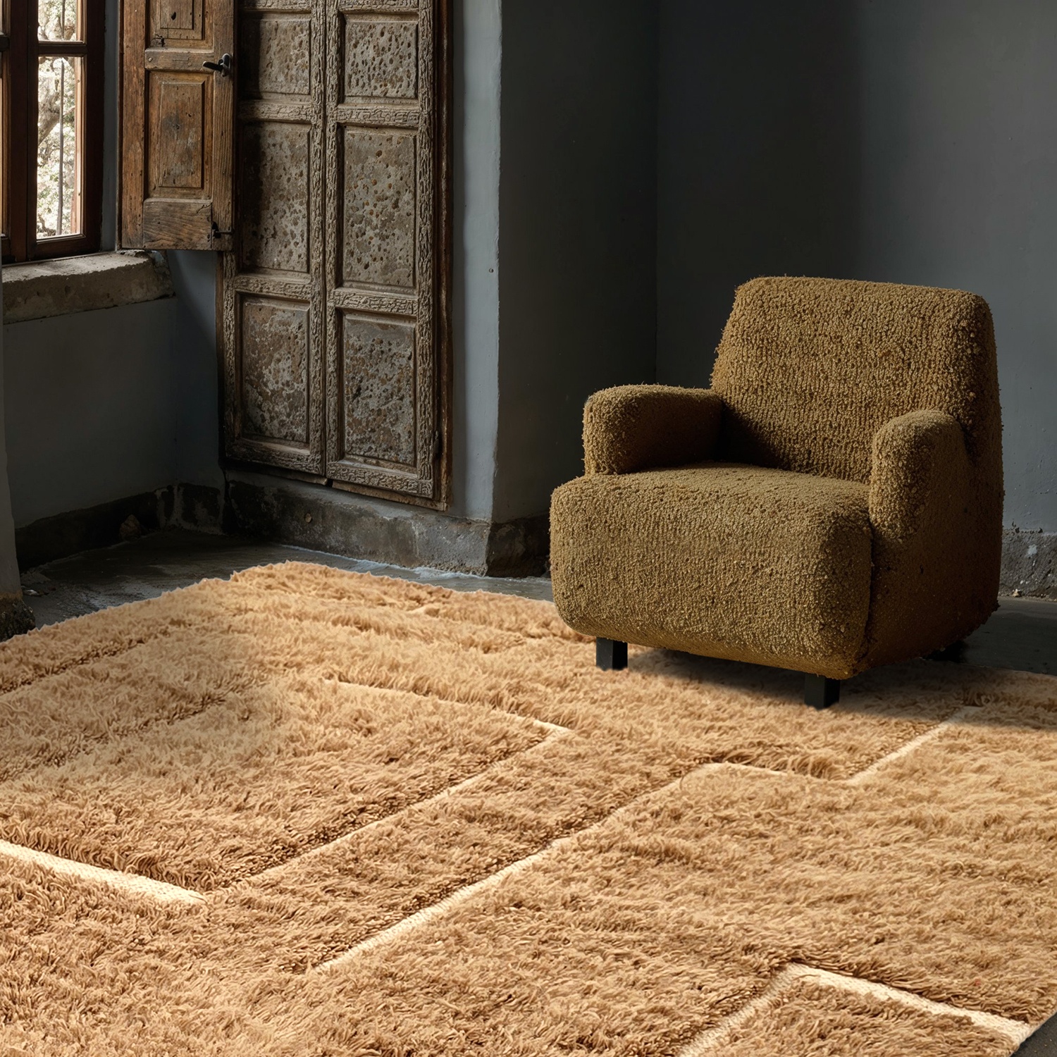 Tappeto Rya 'Kiberg Lana Tessuta A Mano' - Beige