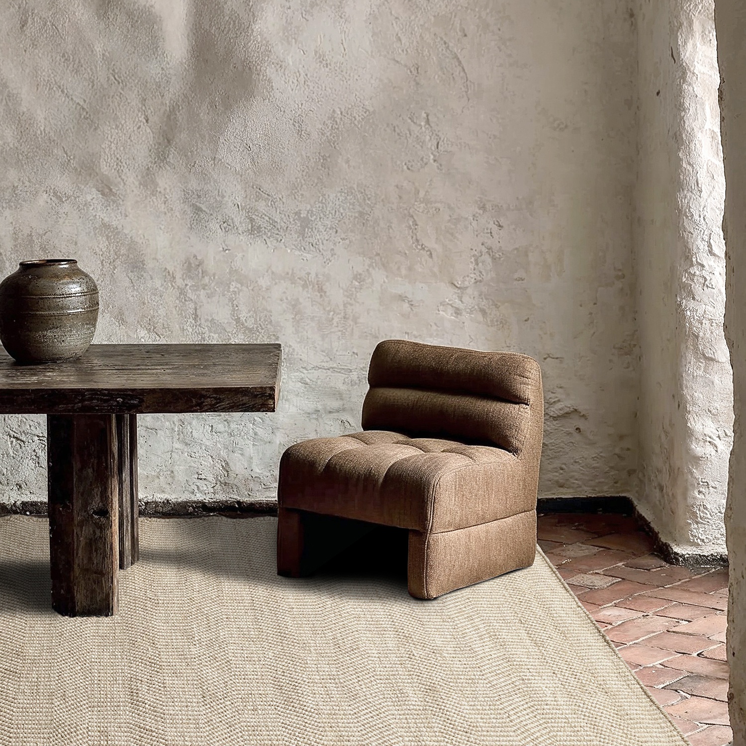 Tappeto in lana 'Larkana' - Beige/bianco