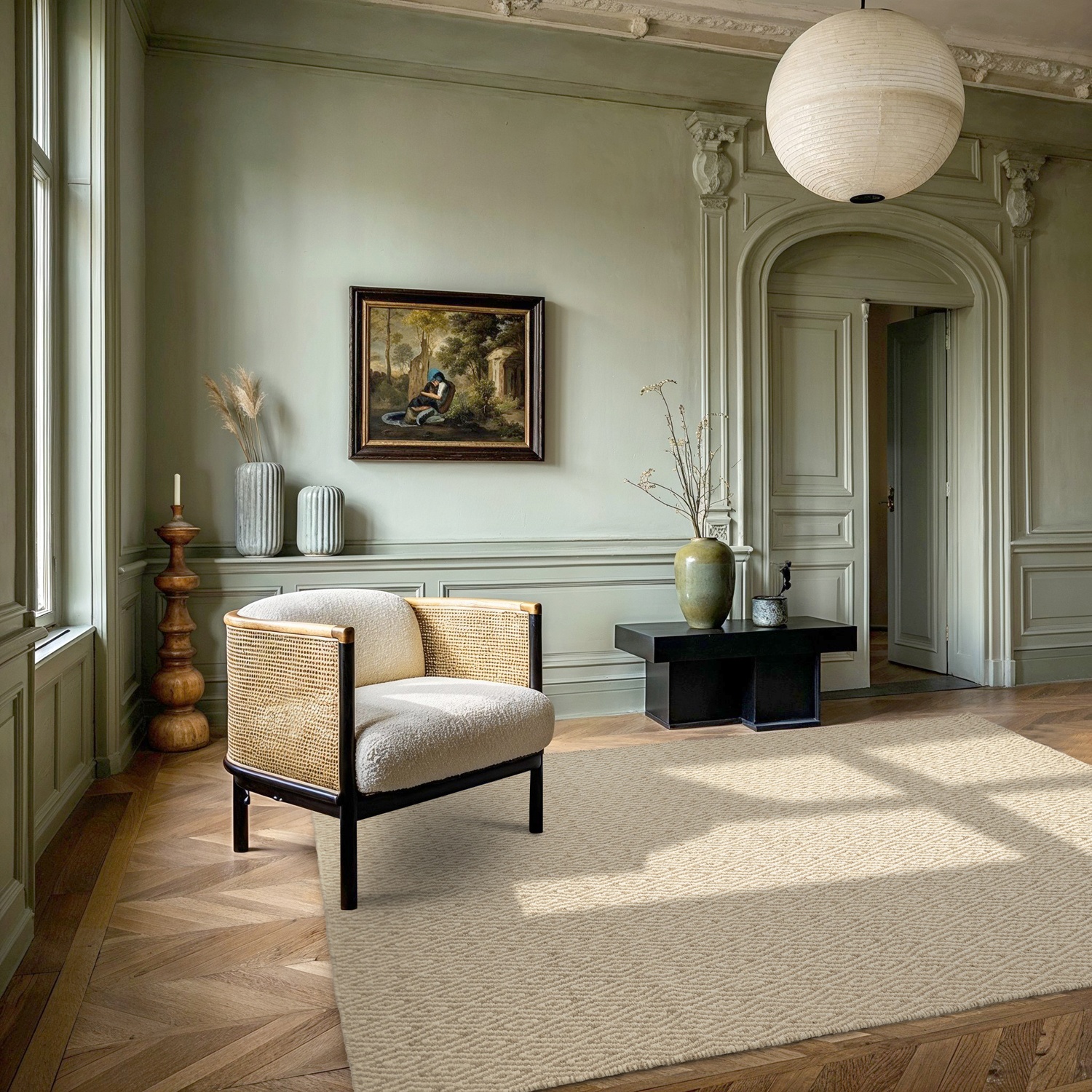 Tappeto di lana 'Monastir' - Beige/bianco