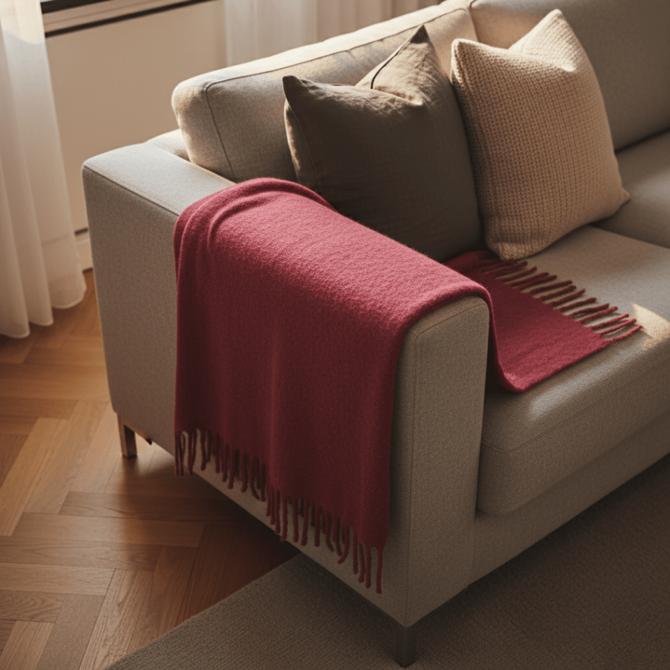 Plaid 'Samantha' 130x170cm - Rosso scuro