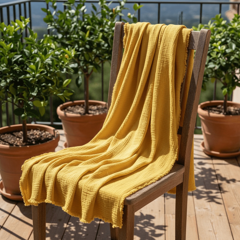 Coperta in mussola 'Dorena' 130x170cm - Giallo